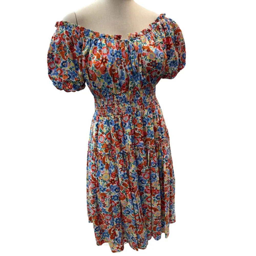 J. Crew‎ White Floral  Pattern Off Shoulder Midi Dress